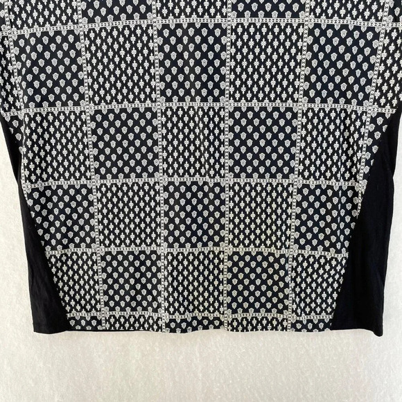 Uniqlo Tops Womens Sz M Black Provence Print Geometric French Sleeve Round Neck - Picture 7 of 10